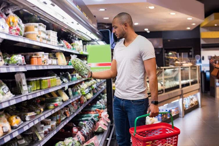 Man shops for groceries